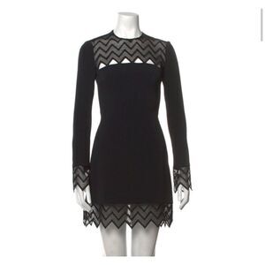 Designer David Koma Zig Zag Macrame Mini Dress Little Black Dress Size 12 UK Sex